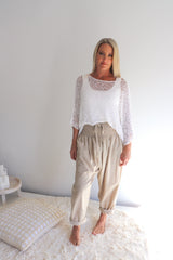 Travel Overlay Knit Top in White