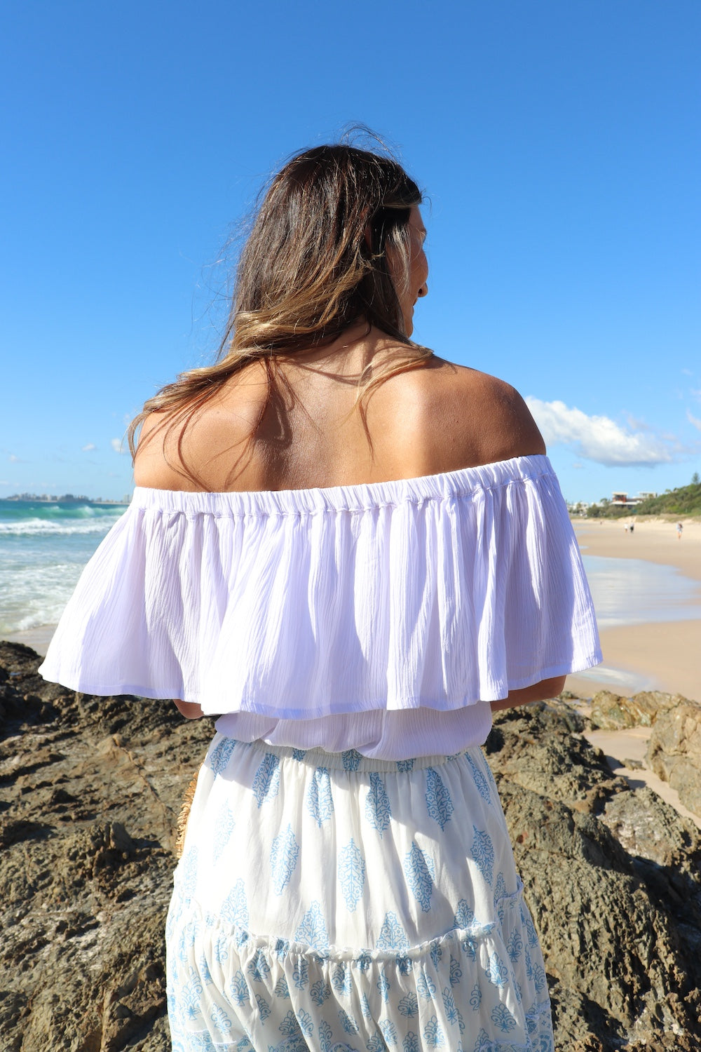 off the shoulder tops and dresses Odella Dress: Smocked Maxi in Off White Extra Large | Women's Online Boutique | Boho Chic Style If youre shopping for summer or spring styles How to Style Off-Shoulder Tops