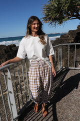 Dream Pant in Cotton Gingham Latte - next mid sept drop