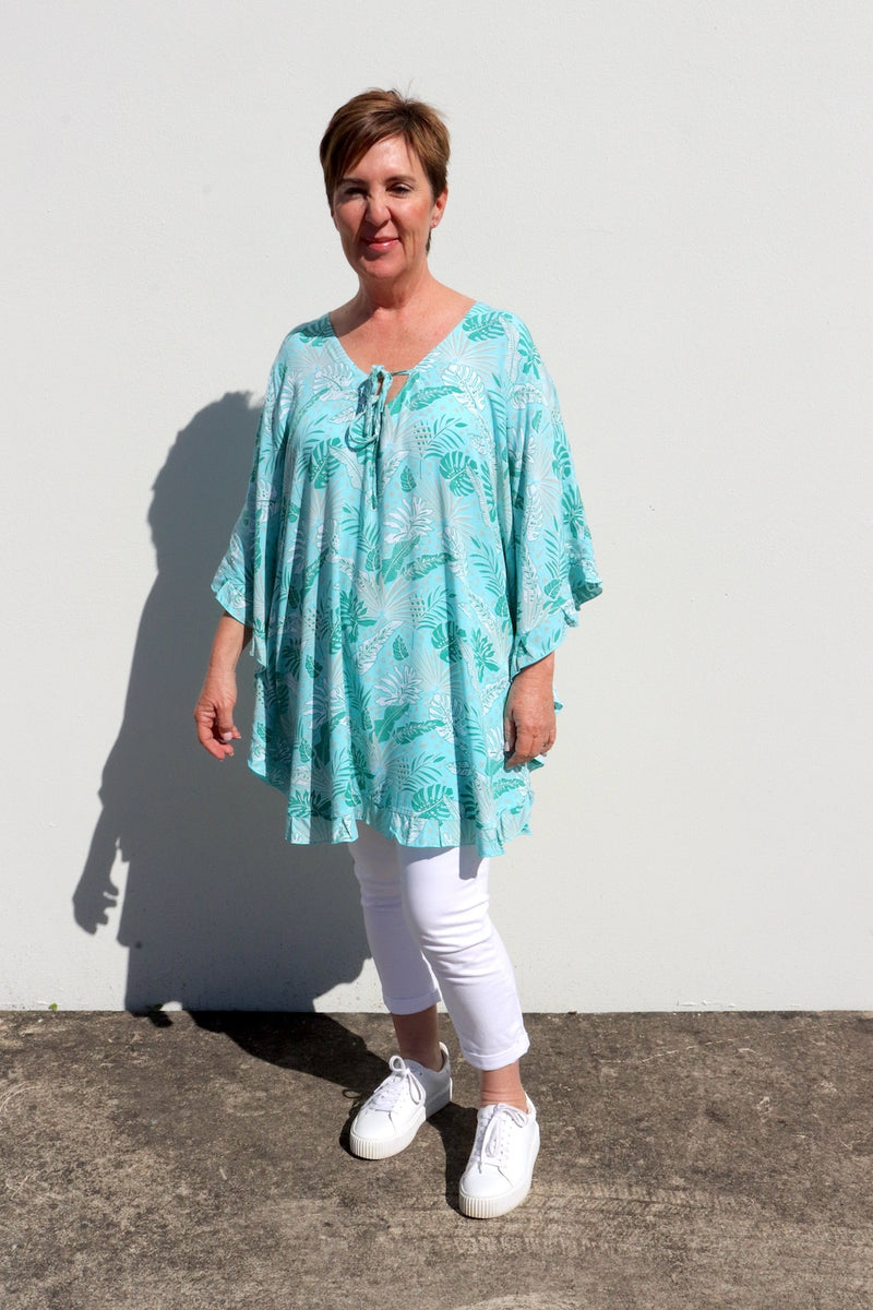 Set Free Batwing Top/Dress In Mint Leaf