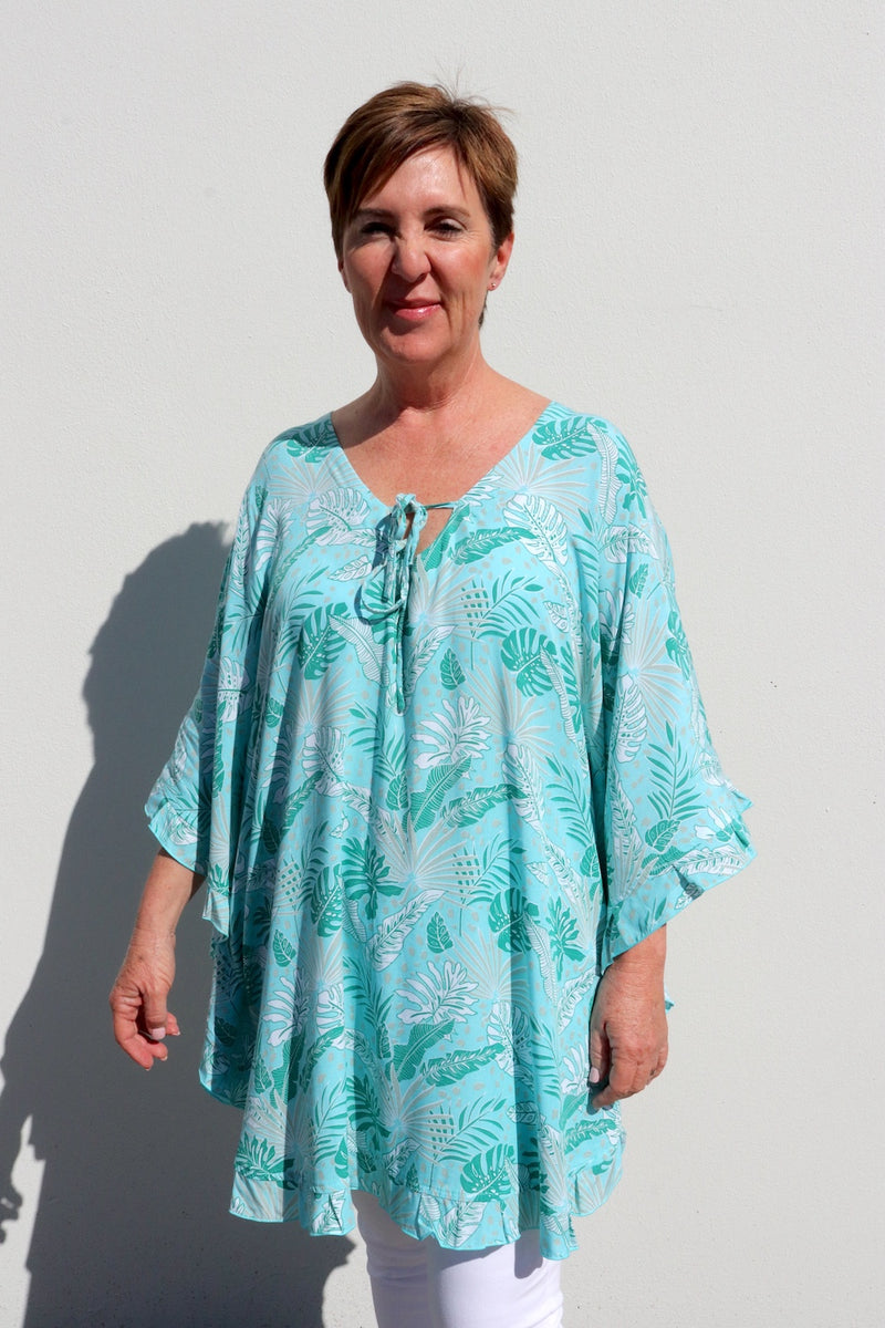 Set Free Batwing Top/Dress In Mint Leaf