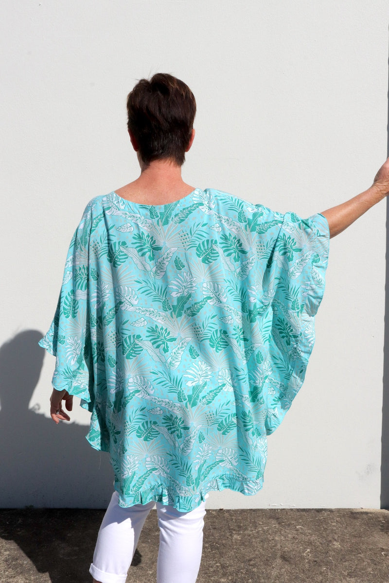 Set Free Batwing Top/Dress In Mint Leaf