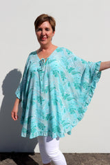 Set Free Batwing Top/Dress In Mint Leaf