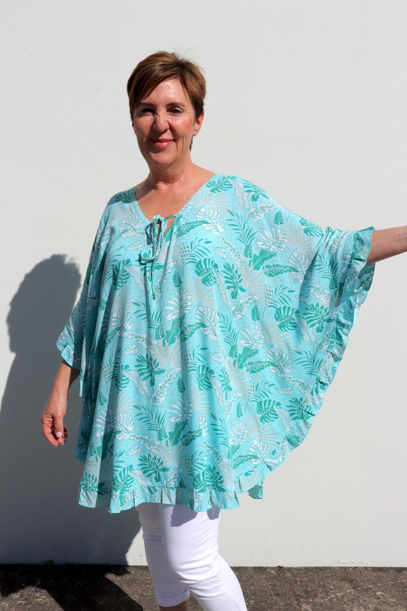 Set Free Batwing Top/Dress In Mint Leaf