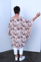 Set Free Batwing Top/Dress In Choc Leaf