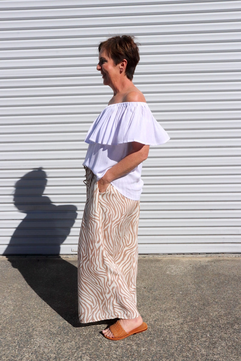 Bora Bora Long Wide Leg Pant Zebra Taupe