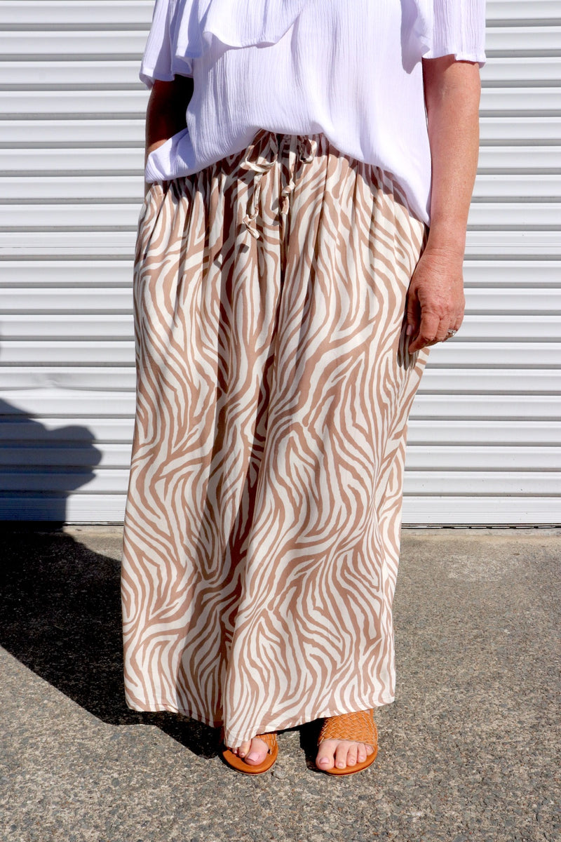 Bora Bora Long Wide Leg Pant Zebra Taupe