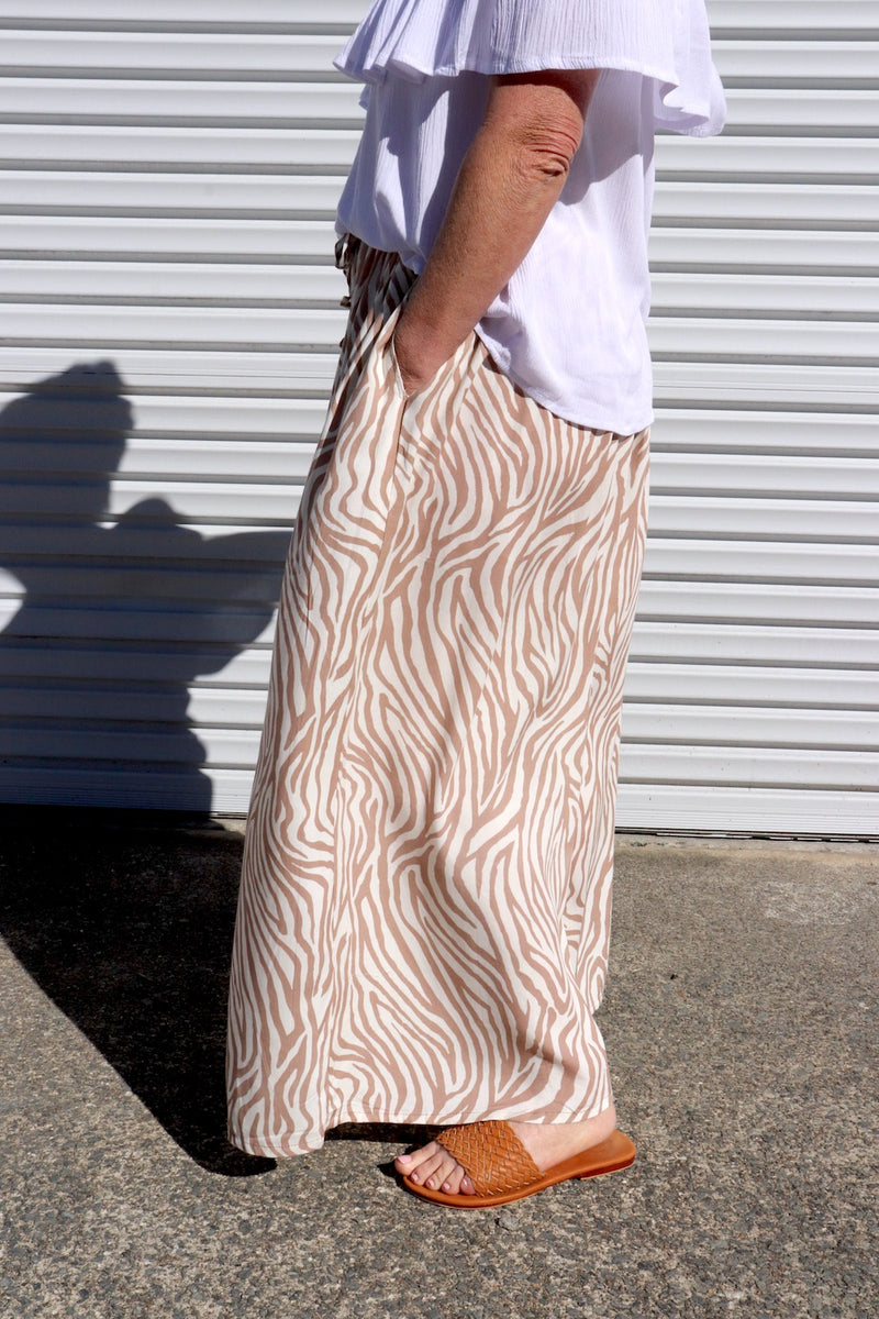 Bora Bora Long Wide Leg Pant Zebra Taupe