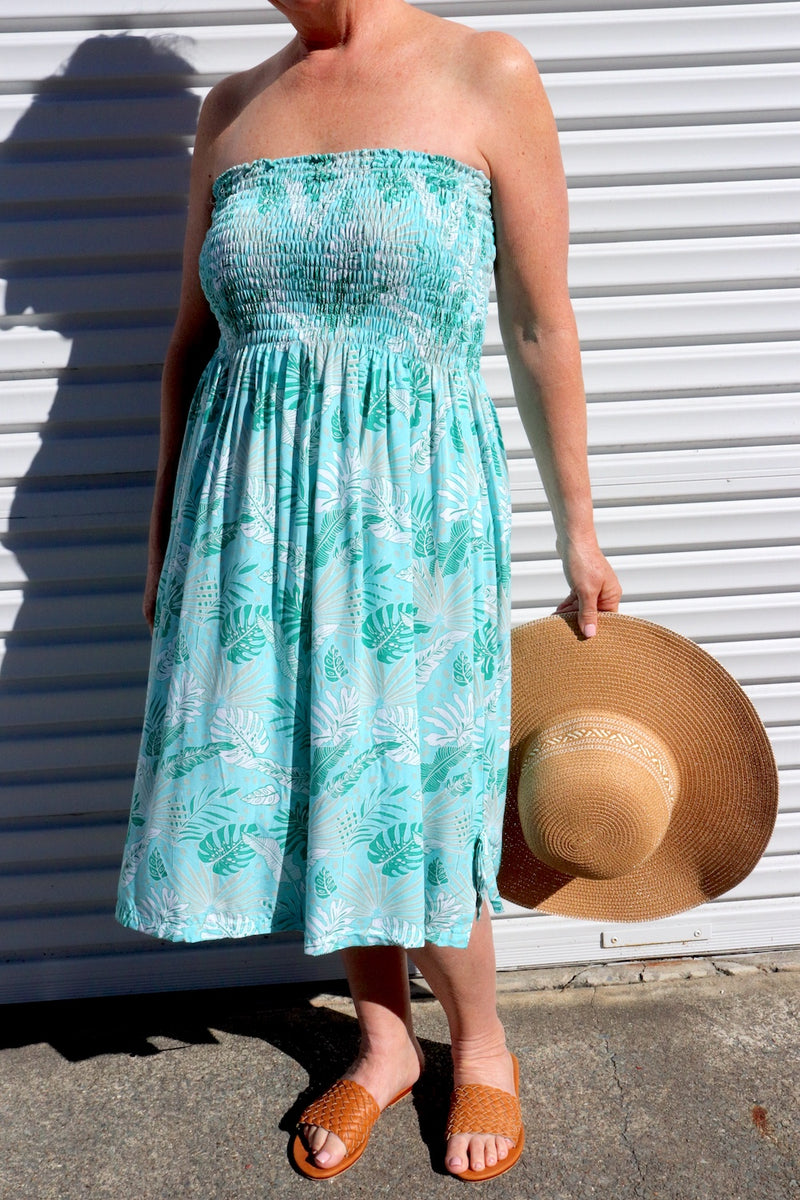 Strapless Beach Dress/Skirt in Mint Leaf