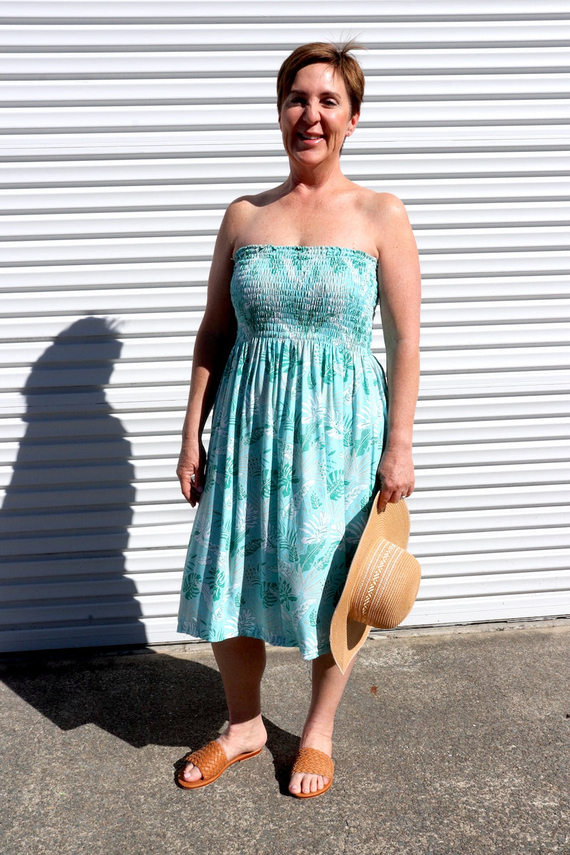 Strapless Beach Dress/Skirt in Mint Leaf