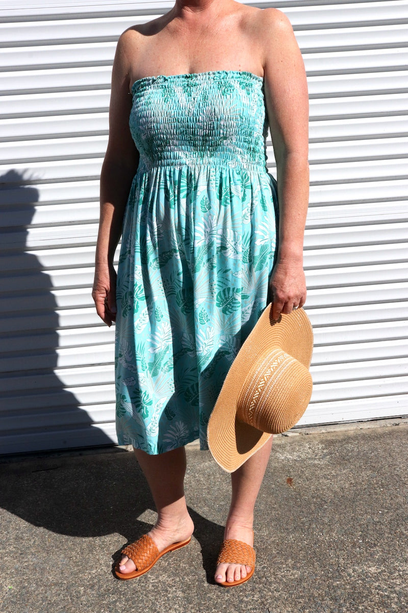 Strapless Beach Dress/Skirt in Mint Leaf