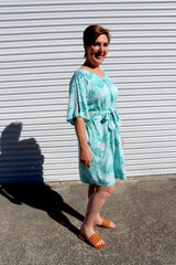 Getaway Short Sleeve Short Dress in Mint Leaf
