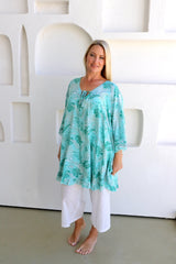 Set Free Batwing Top/Dress In Mint Leaf