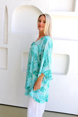 Set Free Batwing Top/Dress In Mint Leaf