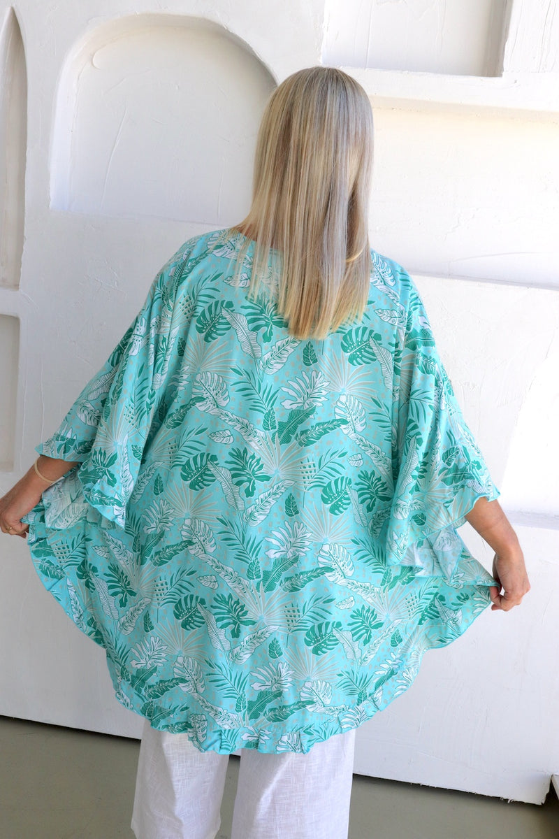 Set Free Batwing Top/Dress In Mint Leaf