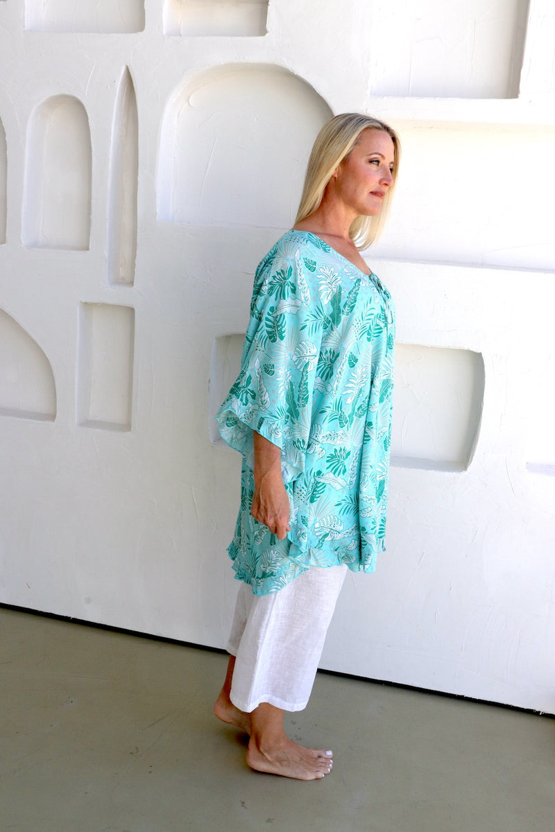 Set Free Batwing Top/Dress In Mint Leaf