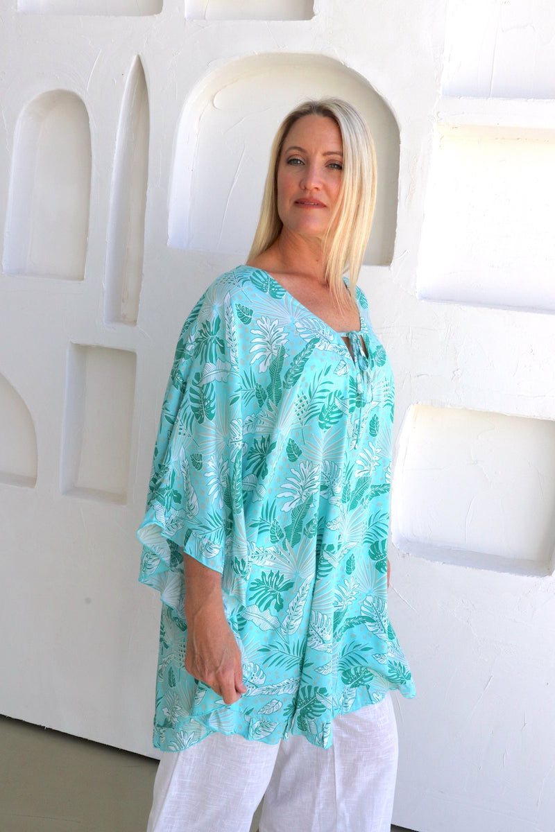 Set Free Batwing Top/Dress In Mint Leaf