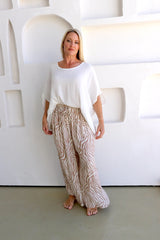Bora Bora Long Wide Leg Pant Zebra Taupe