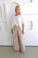 Bora Bora Long Wide Leg Pant Zebra Taupe