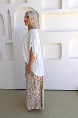 Bora Bora Long Wide Leg Pant Zebra Taupe