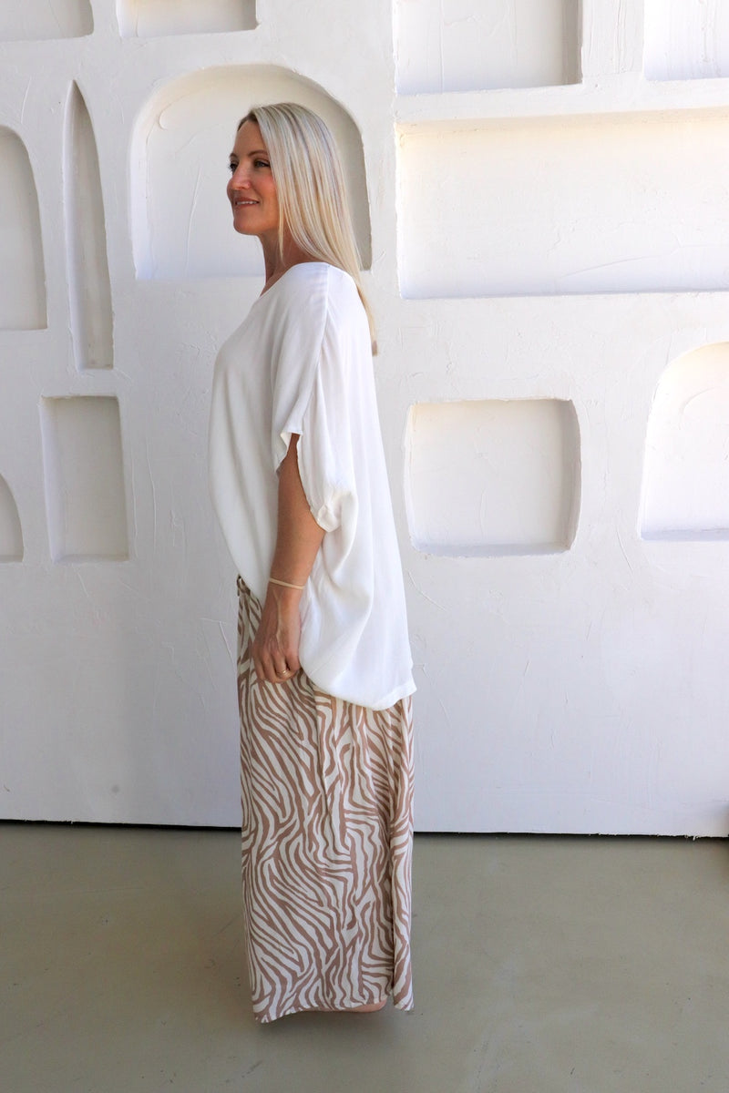 Bora Bora Long Wide Leg Pant Zebra Taupe