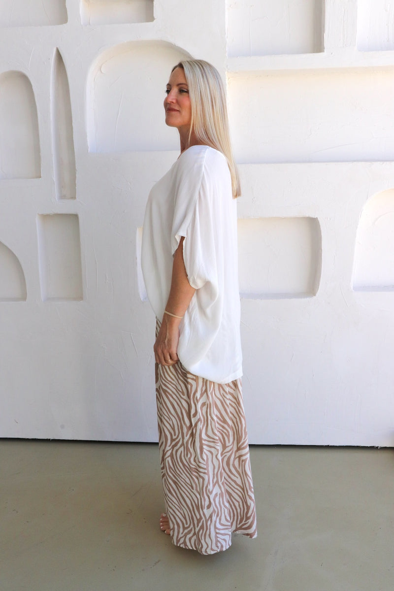 Bora Bora Long Wide Leg Pant Zebra Taupe