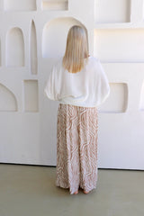 Bora Bora Long Wide Leg Pant Zebra Taupe