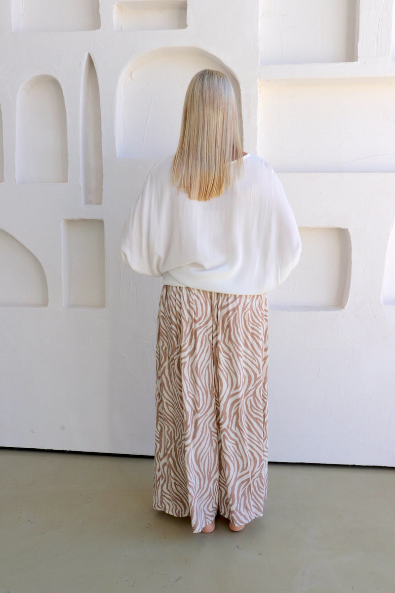 Bora Bora Long Wide Leg Pant Zebra Taupe
