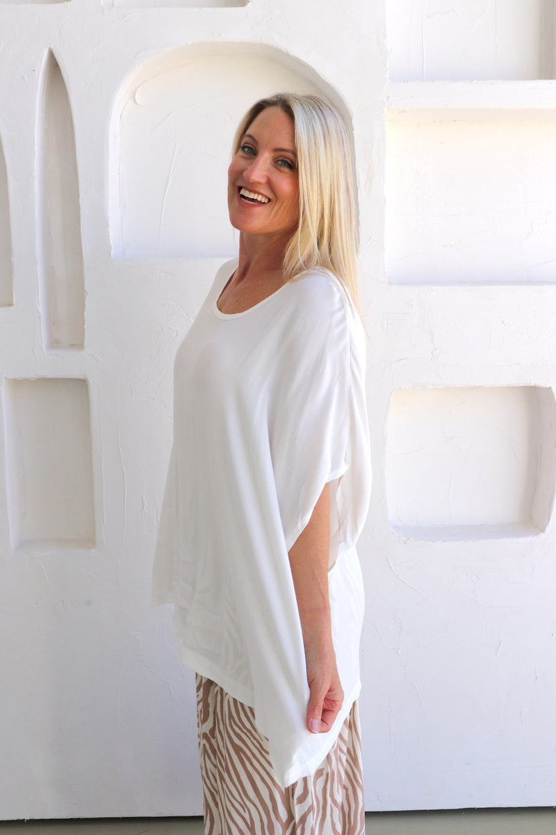 Relaxed Boho One Size Top in White