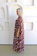 Long Kaftan In Choc Wave