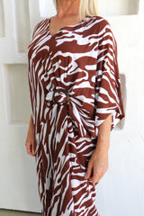Long Kaftan In Choc Wave