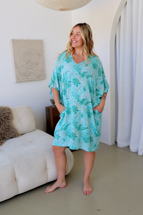 Tropicana Short Dress In Mint Leaf