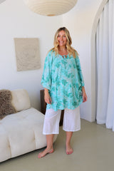 Set Free Batwing Top/Dress In Mint Leaf