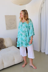 Set Free Batwing Top/Dress In Mint Leaf