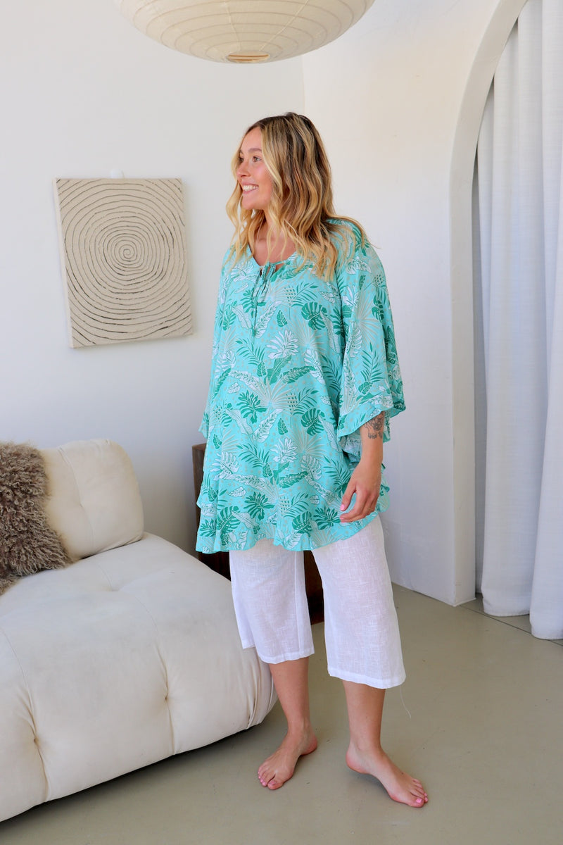Set Free Batwing Top/Dress In Mint Leaf