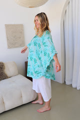 Set Free Batwing Top/Dress In Mint Leaf