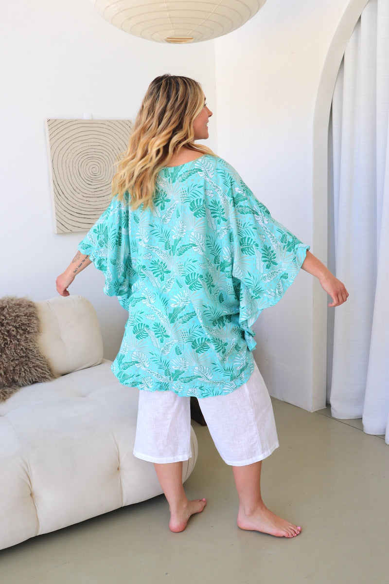 Set Free Batwing Top/Dress In Mint Leaf