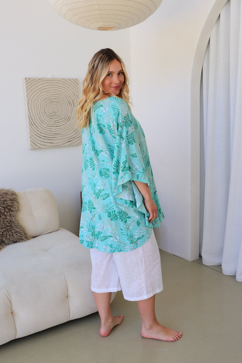 Set Free Batwing Top/Dress In Mint Leaf