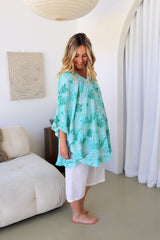 Set Free Batwing Top/Dress In Mint Leaf
