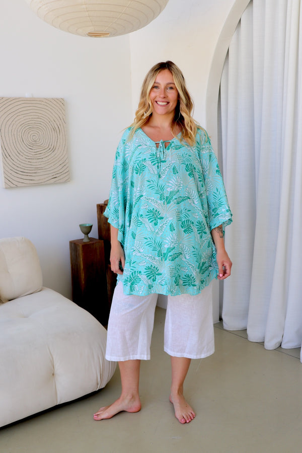 Set Free Batwing Top/Dress In Mint Leaf