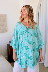 Set Free Batwing Top/Dress In Mint Leaf