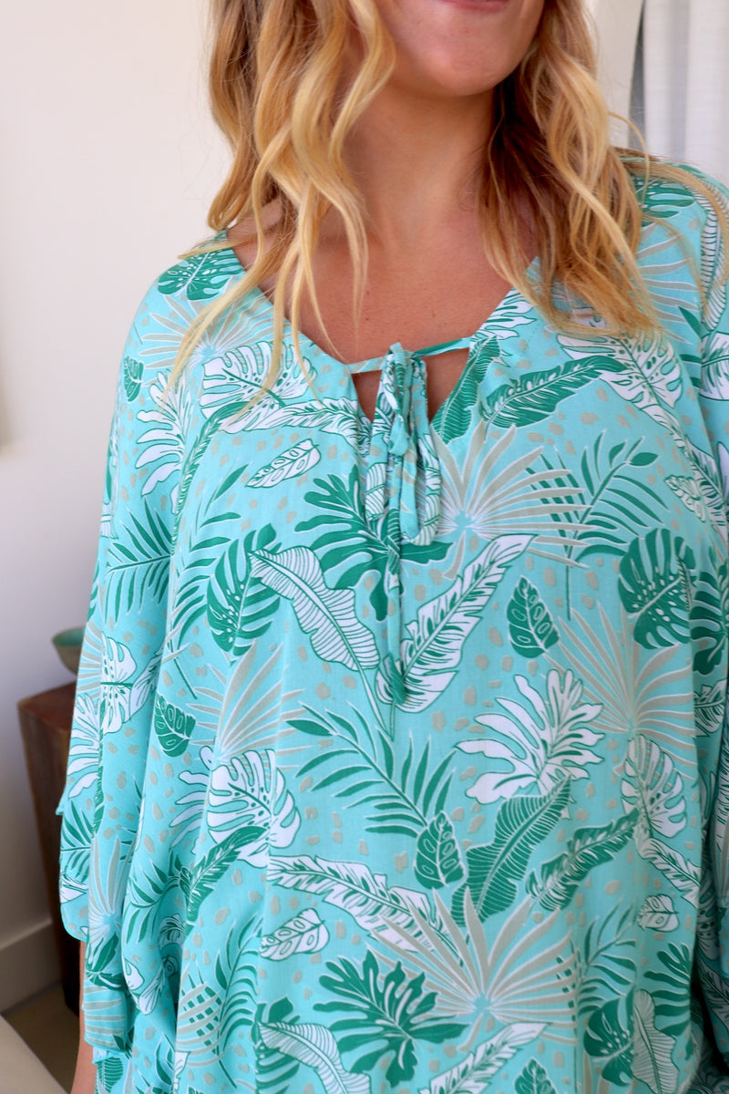 Set Free Batwing Top/Dress In Mint Leaf