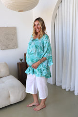 Set Free Batwing Top/Dress In Mint Leaf
