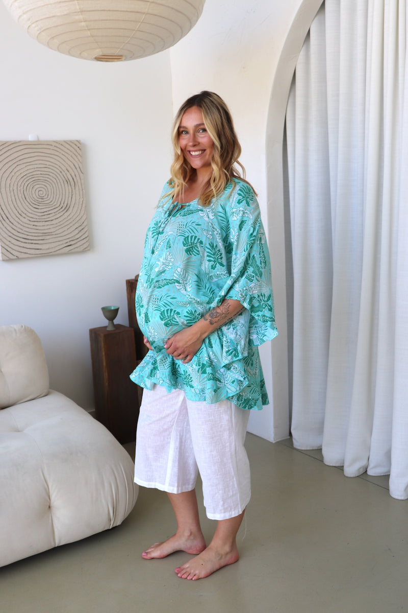Set Free Batwing Top/Dress In Mint Leaf