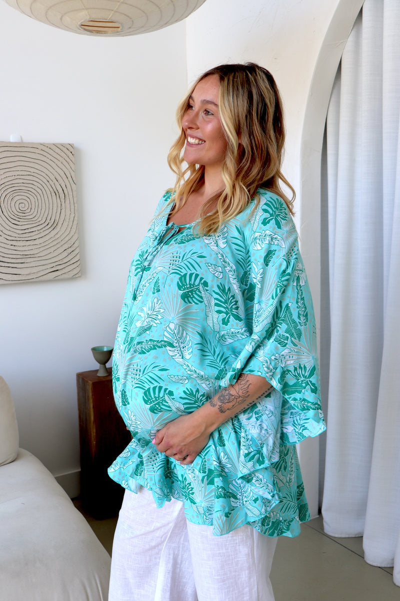 Set Free Batwing Top/Dress In Mint Leaf
