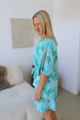 Getaway Short Sleeve Short Dress in Mint Leaf