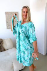 Getaway Short Sleeve Short Dress in Mint Leaf