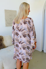 Set Free Batwing Top/Dress In Choc Leaf