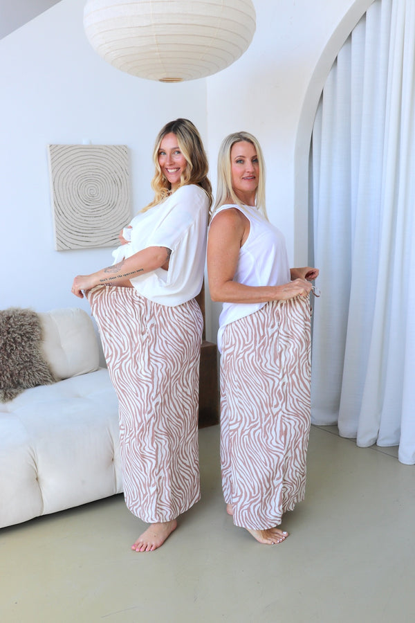 Bora Bora Long Wide Leg Pant Zebra Taupe