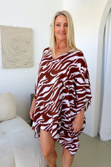 Short Kaftan in Choc Wave